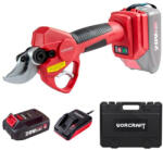 WORCRAFT Akkumulátoros metszőolló, Worcraft CSC-S20LiBP ShareSYS, piros/fekete, 2 Ah 20 V Li-Ion, maximum 30 mm vastagság, hosszabbító nyél kompatibilis, akkumulátorral és töltővel, hordtáskában (TC1111639)