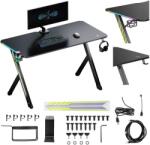 nano RS Birou Gaming NanoRS RS102, 120x60x75 cm, LED RGB, suport pentru casti si pahare (Negru) (RS102)