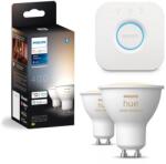 Philips 2 darabos szett: dimmelhető Philips Hue White Ambiance GU10/4, 2W/230V LED izzó + Hue Bridge P6173+P1408 (P6173C)