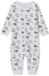 NAME IT Salopeta bebe mâneci lungi băieți cu fermoar, alb cu dinozauri, 50/98 Alb/ Alb strălucitor (13A3B4)