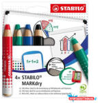 STABILO Jelölőceruza készlet STABILO MARKdry fehér táblákhoz és flipchartpapírhoz vastag kerek heggyel 4 darabos B