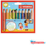 STABILO Színes ceruza STABILO Woody 3in1 hengeres vastag 10 darabos