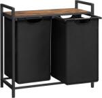 Vasagle Coș de rufe cu poliță BERGEN, 2x46L, negru/maro
