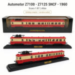 ATLAS Macheta automotor Z7100 Z7125 SNCF 1960, scara 1: 87, Atlas, rosu cu crem, in vitrina plexiglas (2963) Locomotiva