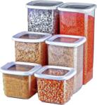 ginzamaison Set 6 Cutii alimente (2X550 ml, 2X1200 ml, 2X1750 ml), Alb Transparent, si 24 etichete adezive (GNZ-FRS-6-B)