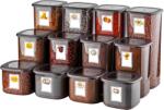 ginzamaison Set GinzaMaison 12 Recipiente Alimentare de 3 marimi pentru Frigider, Congelator, Dulap sau Camara, potrivit pentru Cuptor cu Microunde, cu 24 etichete adezive, Culoare Antracit, Capacitate 4x1750 ml,