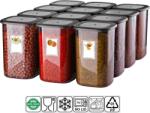 ginzamaison Set GinzaMaison 12 Recipiente Alimentare de 1200 ml pentru Frigider, Congelator, Dulap sau Camara, potrivit pentru Cuptor cu Microunde, cu 24 etichete adezive, Culoare Antracit, Capac Rezistent de For