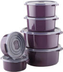 ginzamaison Set 6 Cutii alimente (2X500 ml, 2X1000 ml, 2X2000 ml), Mov inchis, Capac cu dispozitiv de eliberare aer (GNZ-SN-2900-MRD-6)