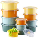 ginzamaison Set 12 Cutii alimente (4X500 ml, 4X1000 ml, 4X2000 ml), Pastel, Capac cu dispozitiv de eliberare aer (GNZ-SN-2900-PST)