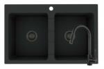Pyramis Set chiuveta Pyragranite SPARTA 2B si baterie IDEA Black 070053205IDV (070053205IDV)
