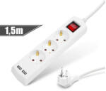 Esperanza SZÜ-Delight 3 foglalatos 220V 1, 5m fehér +2x USB kapcsolós elosztó (20221U)