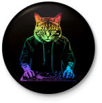 printfashion DJ macska - Kitűző, hűtőmágnes - Fekete (17980971)