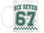printfashion six seven 67 zöld - Bögre - Fehér (18282010)