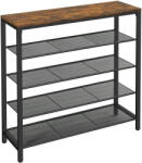  Cipőtároló polc 4 fém hálós polccal, rusztikus barna 100x30x92cm (srLBS15BX)
