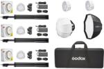 Godox ML100Bi Kit3 kit 3 lămpi LED video portabile bi-color 120W cu stative, modificatoare și geantă de transport