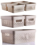 ginzamaison Set GinzaMaison 7 cosuri organizare si depozitare pentru baie, dormitor, bucatarie, camara, casa, Culoare Bej (1 buc. 33x23x14 cm, 2 buc. 23x15x10 cm 4 buc. 15x10x8 cm) (GNZ-SNY-PEN-7-BEJ)