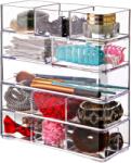 ginzamaison Set Organizator Sertare cu 8 piese (1 mare cu 6 compartimente 21x9x5cm, 1 mare cu 3 compartimente 21x9x5cm, 1 mare 21x9x5cm, 2 marime medie 10, 5x9x5cm, 3 mici 7x9x5cm), Acril, Transparent, Cod Produs