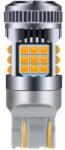 AutoREY Bec LED T20 / W21/5W / 7443 pentru Semnal, DRL, Lumini de Zi cu 2 Filamente, 30W, 2800LM, 3000K Galben, 36 SMD 3030, Ventilator Integrat, Canbus Integrat, fara eroare de bec ars, 12V AutoREY® Premium 