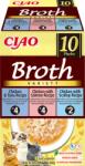 Inaba Foods Ciao Broth - hrană complementară pentru pisici cu aromă de pui și somon, pui și ton, pui și scoici 12x40g