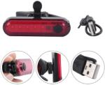  LED-es kerékpárlámpa, 4 üzemmóddal, piros, 70x19x17 mm, USB-kábellel és rögzítőkonzollal (motoledy_5904865406647)