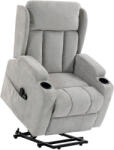 HOMCOM Fotoliu Ridicător Electric cu Masaj și Încălzire, Fotoliu Relax Electric din Chenille, Tetieră Rabatabilă, Gri Deschis | Aosom Romania (713-215V91LG)