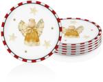  Hermia Ceramic Dessert Plate Set (6 Pieces) White Red Yellow NEW029