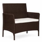 MultiGarden Kerti pad, MultiGarden DNLJA-007-2, barna, 90 x 57 x 84 cm, rattan hatású, párnával, műanyag, poliészter 160 g/m2, teherbírás: 250 kg (TF5362)