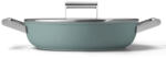 Smeg Oală puțin adâncă cu capac Smeg DPF2812EGM, 28 cm, 4, 3 l, acoperire ceramică antiaderentă, potrivită pentru cuptor până la 250 °C, fără PFAS, compatibilă cu plitele cu inducție, verde smarald (DPF281