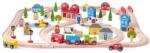 Bigjigs Toys Circuit Auto Si Feroviar (91 Piese) - Bigjigs Toys (bjt015)