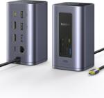 Baseus Nomos Air USB-C dokkolóállomás, 12 az 1-ben, 2x4K HDMI, 100W PD, Gigabit Ethernet