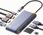 NOVOO USB-C Docking Station 8 az 1-ben - Dual HDMI, Gigabit Ethernet, 100W PD, SD/TF kártyaolvasó