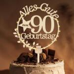 Giftota 90. születésnapi tortadísz LED fényekkel - fa