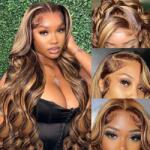 Elee's Hair Ombre Highlight paróka 13x4 HD csipke elöl, P4/27, emberi haj - 24 inch (61 cm)
