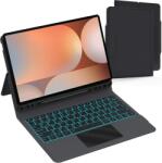 ROOFEI Samsung Galaxy Tab S10+/S9+/S9 FE+ billentyűzetes tok QWERTZ érintőpaddal - fekete