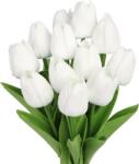 N&t Nieting Élethű Fehér Műtulipán Csomag - 12 db Latex PU Valódi Tapintású Művirág Dekoráció Esküvőre, Otthonba, Irodába