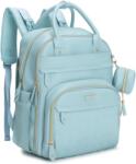 BabbleRoo Bőr Pelenkázó Hátizsák Világoskék - Vízálló Utazási Táska Pelenkázóanyaggal - 26L, Vegan Leather Powder Blue