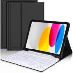 JADEMALL iPad 10. generáció (2022) 10, 9" billentyűzetes tok, mágneses, QWERTY - fekete