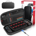 Auarte Nintendo Switch 2 kemény hordtáska töltőnyílással, 10 játékkártya-tartóval - fekete