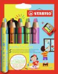 STABILO woody 3 in 1 Duo kétszínű ceruza/vízfesték/viaszkréta - 5 db élezővel