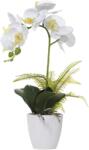 Olrla műorchidea kerámia vázával - fehér - 41 cm