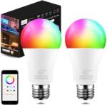 iLC LED Okos Izzó E27 Alexa Kompatibilis, Intelligens Világítás RGB Színváltós + Hideg Fehér 6000K, 2 Darabos Csomag