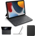 HOU Slim Bluetooth Billentyűzetes Tok iPad 11. Generációhoz (2025 A16) és 10. Generációhoz (2022) - Műbőr Dizájn, Ergonomikus, QWERTZ, Feket