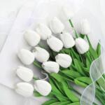 Kisflower műtulipán latex dekorációs virág - fehér - 12 db