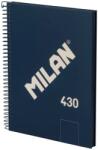 MILAN 430 spirálozott keménytáblás füzet, A5, 80 lap, 95 g/m2 - kék (430)