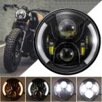 JMTBNO 7 Inch LED Motoros Fényszóró Harley Touring Road King Elektra Street Glide DRL Fehér Sárga
