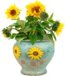 Sungmor Kézzel Festett Szukkulenta Cserép 23cm Kerámia Virágcserép Dekoratív Váza - Blue and Daisies (Diameter : 9" & H: 8