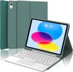 Jademall iPad 10. generáció Billentyűzet Tok Trackpaddal - sötétzöld