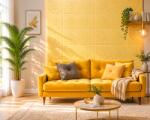 HOZRO Set Tapet 3D Hozro autoadeziv, Model abstract flori, design modern, foarte usor de montat, Tapet 77 GALBEN