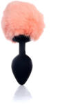 B - Series HeavyFun Anál plug puha nyuszifarral szilikon 8 cm fekete-barackszínű