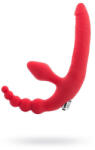 Black&Red by TOYFA Szilikonos vibrációs dupla stimulációs strapon 35 cm piros-fekete